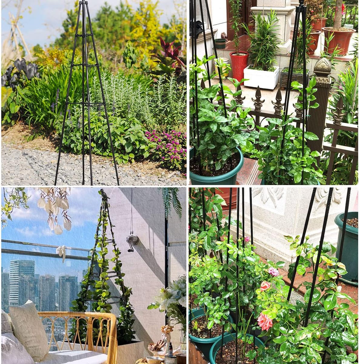 Garden Trellis, 47" Plant Trellis Support Plant Stand for Climbing Plants Outdoor and Indoor Trellis, Potted Plants Flowers Vegetables and Vines, Tomato Cage Tower - 2 Pack
