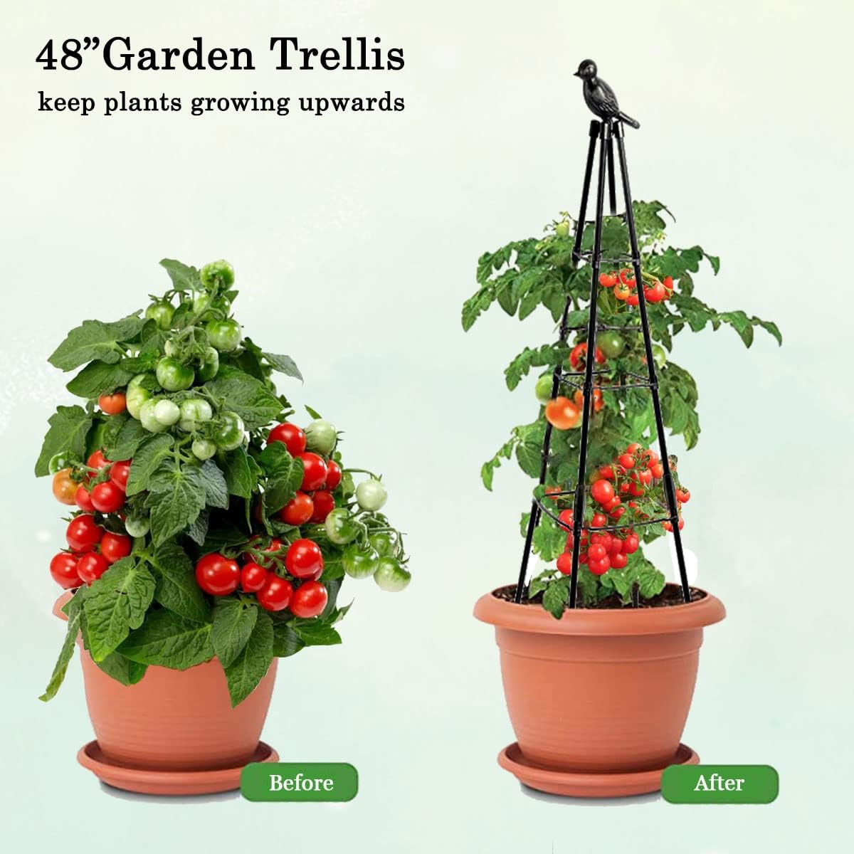 Garden Trellis, 47" Plant Trellis Support Plant Stand for Climbing Plants Outdoor and Indoor Trellis, Potted Plants Flowers Vegetables and Vines, Tomato Cage Tower - 2 Pack