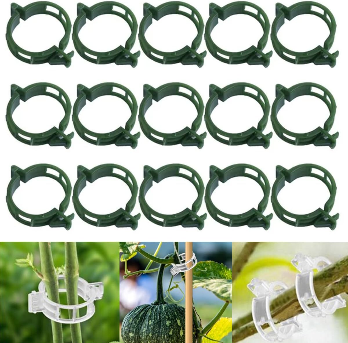 50 PCS Secured Plastic Plant Clip, Plant Support Clips, Garden Clips for Climbing Plants, Plastic Trellis Clips Plant Support Clips Tomato Grape Vine Vegetables Plant Fixing Clips (50, White)