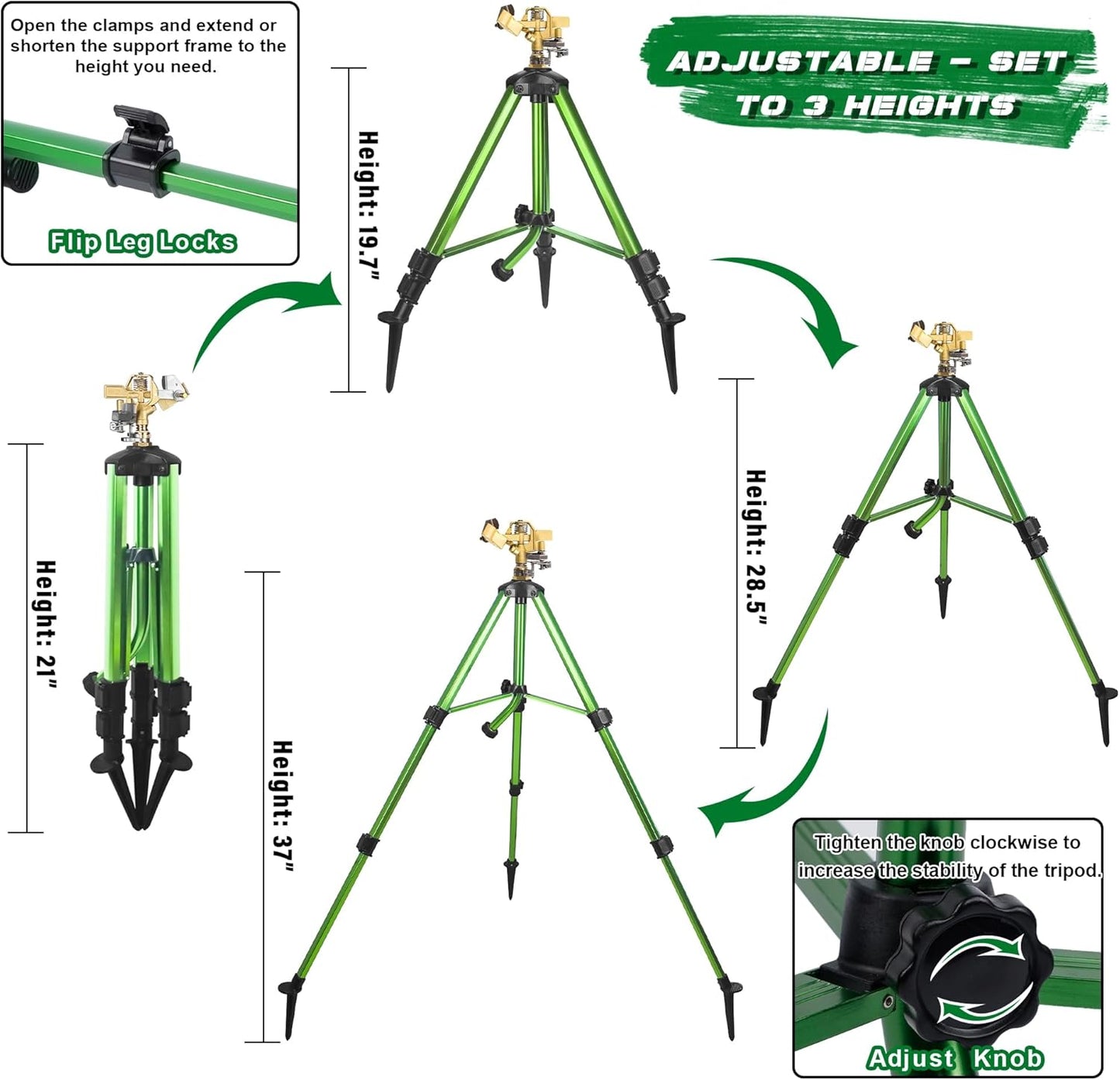 Triumpeek Impact Sprinkler on Tripod Base with Stakes, 1 Count