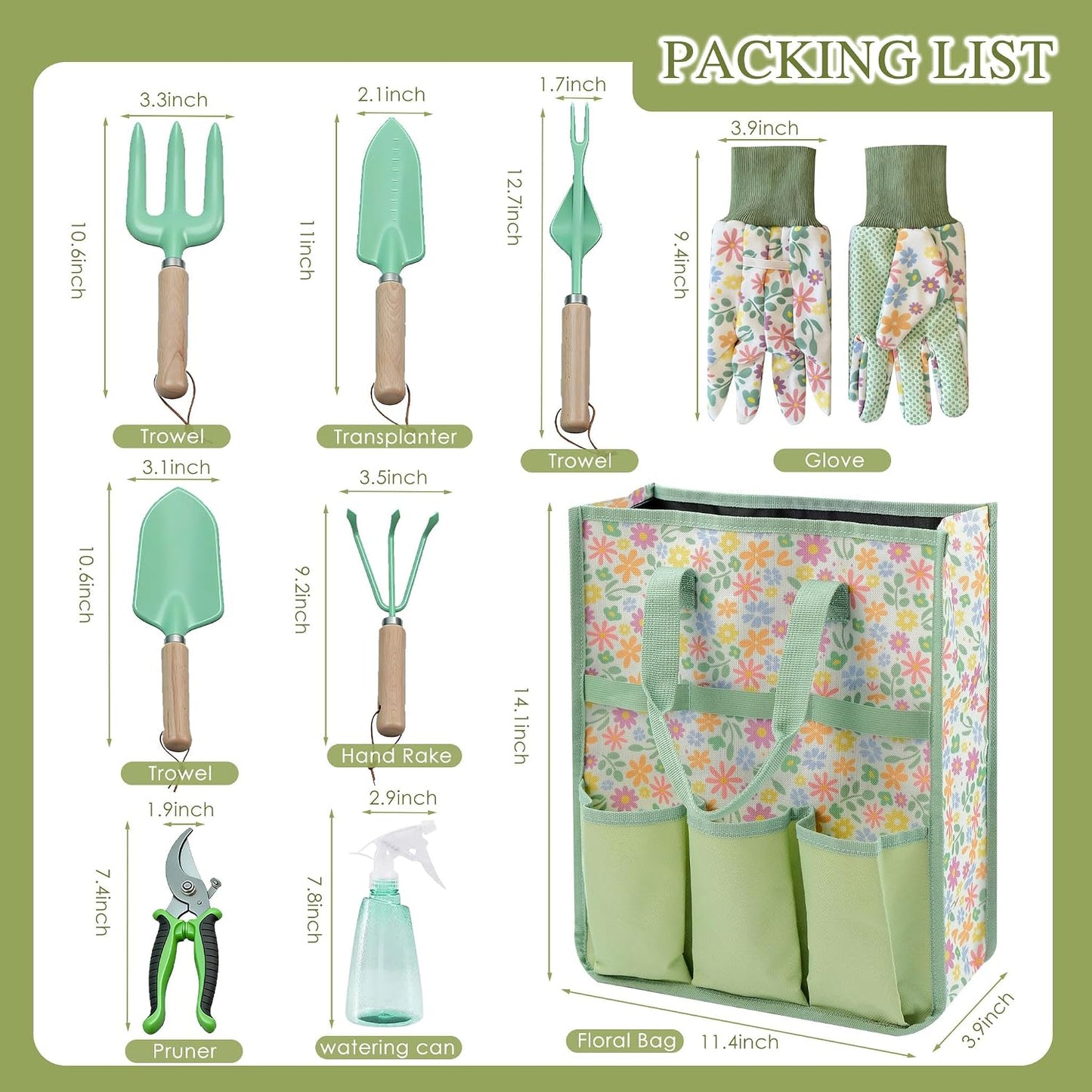 9-Piece Gardening Tool Set for Women Mom Ideal Gifts