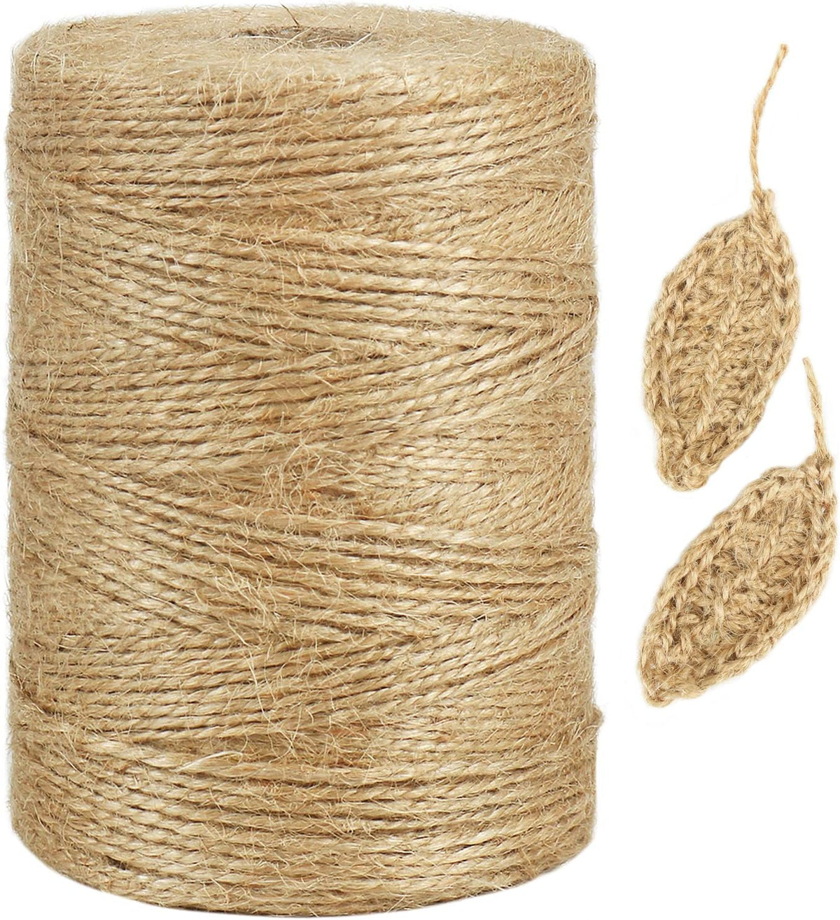 Natural Jute Twine, 984 Feet 2mm Garden Twine, Brown Jute String for Arts and Crafts, Gardening, Gift Wrapping, Bundling, Recycling