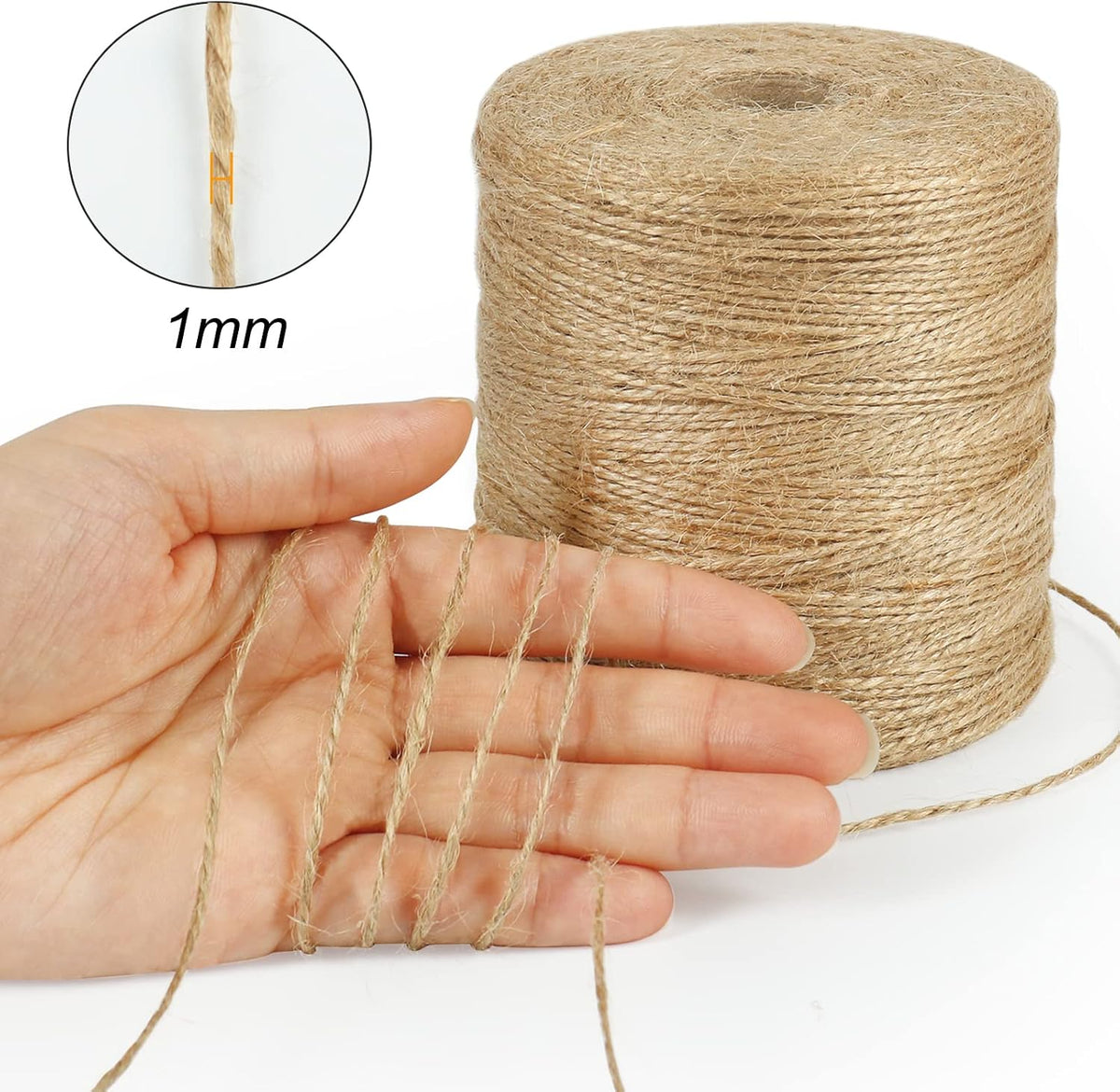 Natural Jute Twine, 984 Feet 2mm Garden Twine, Brown Jute String for Arts and Crafts, Gardening, Gift Wrapping, Bundling, Recycling