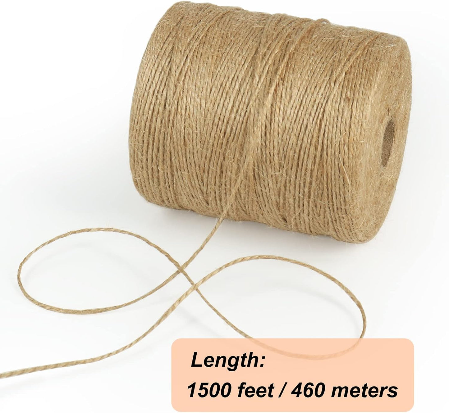 Natural Jute Twine, 984 Feet 2mm Garden Twine, Brown Jute String for Arts and Crafts, Gardening, Gift Wrapping, Bundling, Recycling