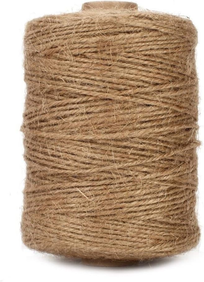 Natural Jute Twine, 984 Feet 2mm Garden Twine, Brown Jute String for Arts and Crafts, Gardening, Gift Wrapping, Bundling, Recycling