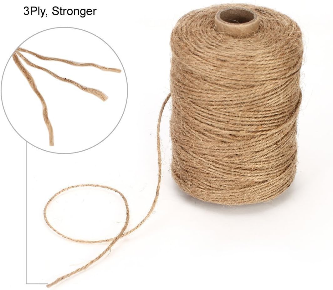 Natural Jute Twine, 984 Feet 2mm Garden Twine, Brown Jute String for Arts and Crafts, Gardening, Gift Wrapping, Bundling, Recycling