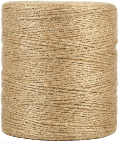 Natural Jute Twine, 984 Feet 2mm Garden Twine, Brown Jute String for Arts and Crafts, Gardening, Gift Wrapping, Bundling, Recycling