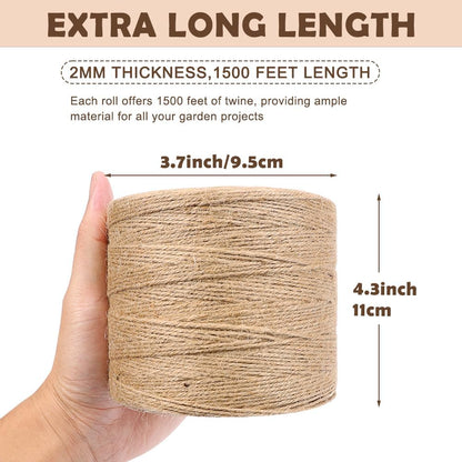 Natural Jute Twine, 984 Feet 2mm Garden Twine, Brown Jute String for Arts and Crafts, Gardening, Gift Wrapping, Bundling, Recycling