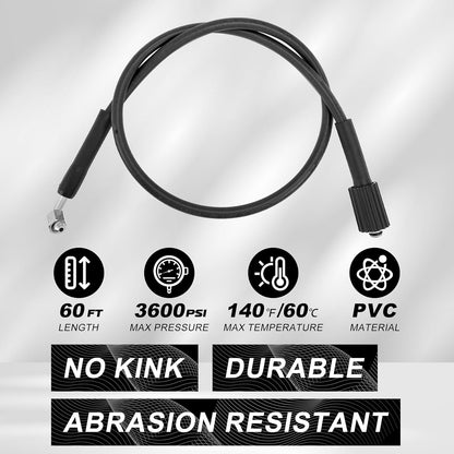 Retractable Pressure Washer Hose Reel 60 FT x 1/4”, 3600 PSI
