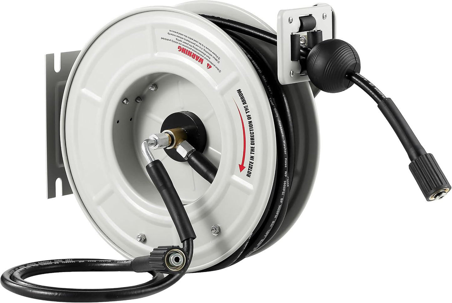 Retractable Pressure Washer Hose Reel 60 FT x 1/4”, 3600 PSI