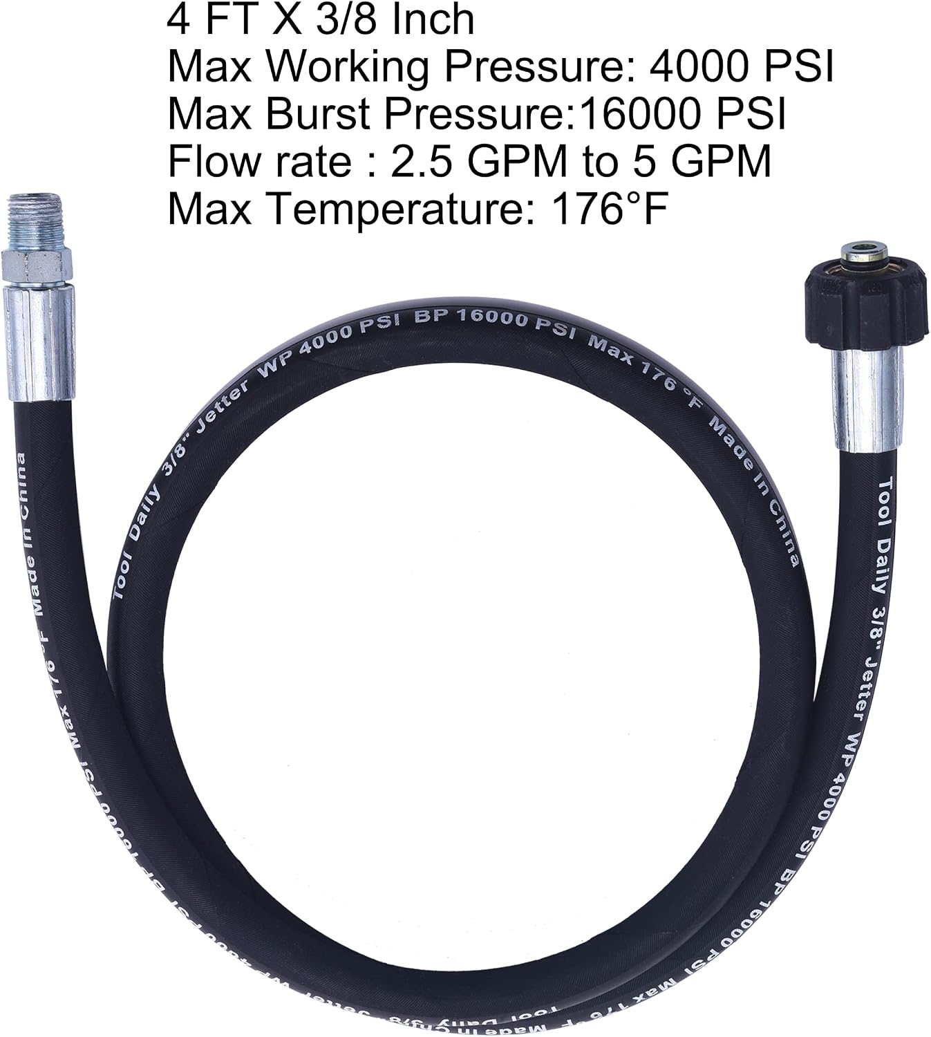 Retractable Pressure Washer Hose Reel 60 FT x 1/4”, 3600 PSI