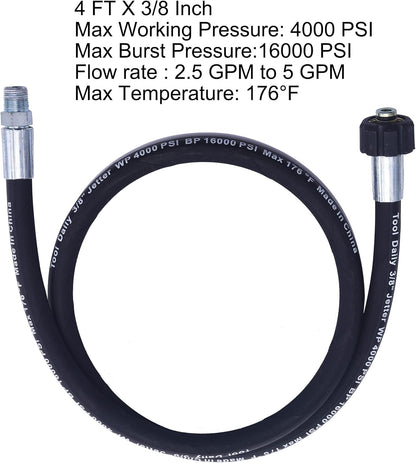 Retractable Pressure Washer Hose Reel 60 FT x 1/4”, 3600 PSI
