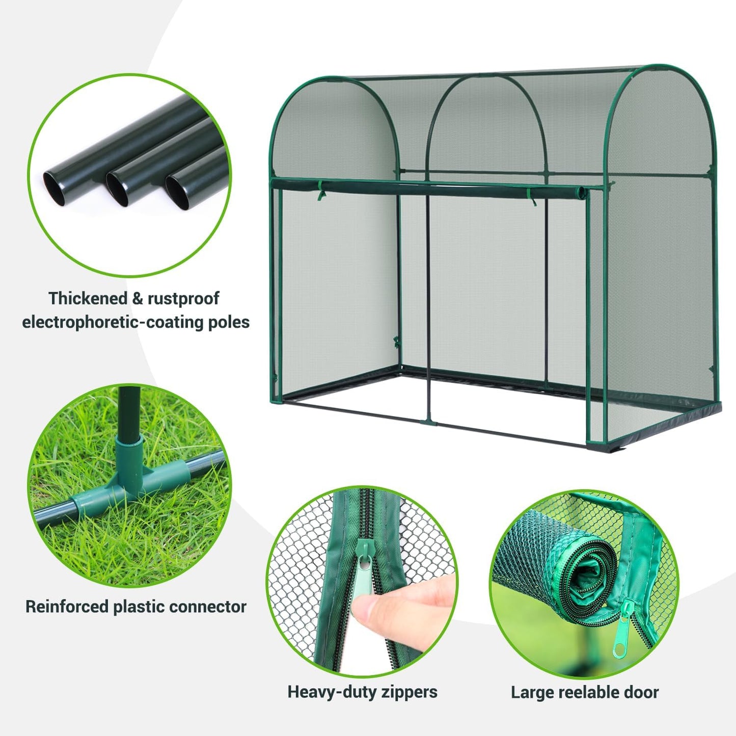 Crop Cages for Garden Plant: 6x3x5 Ft Tent Cage, Plant Netting Cover with Zipper, Garden Bed Cover, Plant Cover from Animal Wind-Resistant Garden Cage for Fruit Vegetable Flower