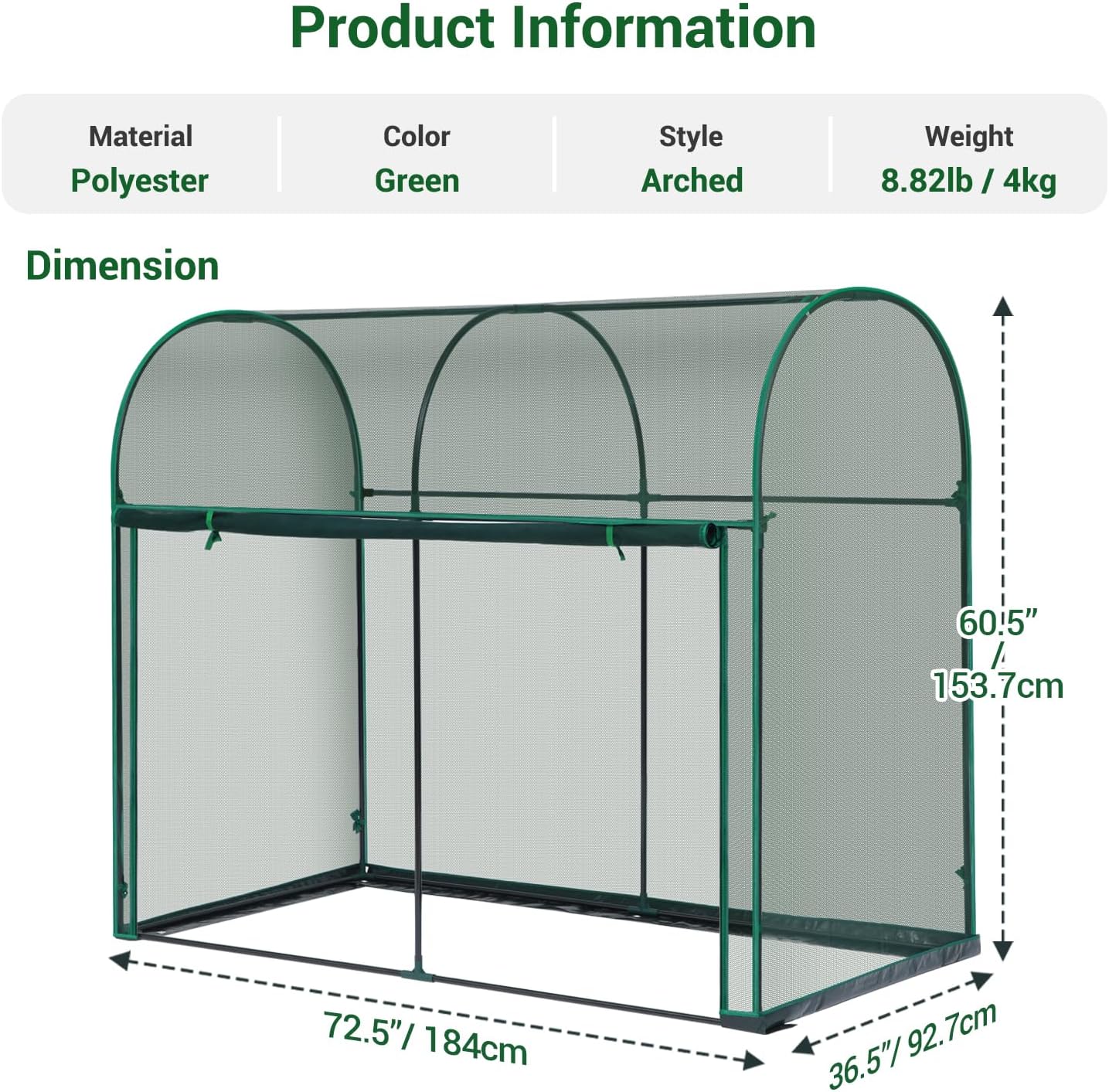 Crop Cages for Garden Plant: 6x3x5 Ft Tent Cage, Plant Netting Cover with Zipper, Garden Bed Cover, Plant Cover from Animal Wind-Resistant Garden Cage for Fruit Vegetable Flower