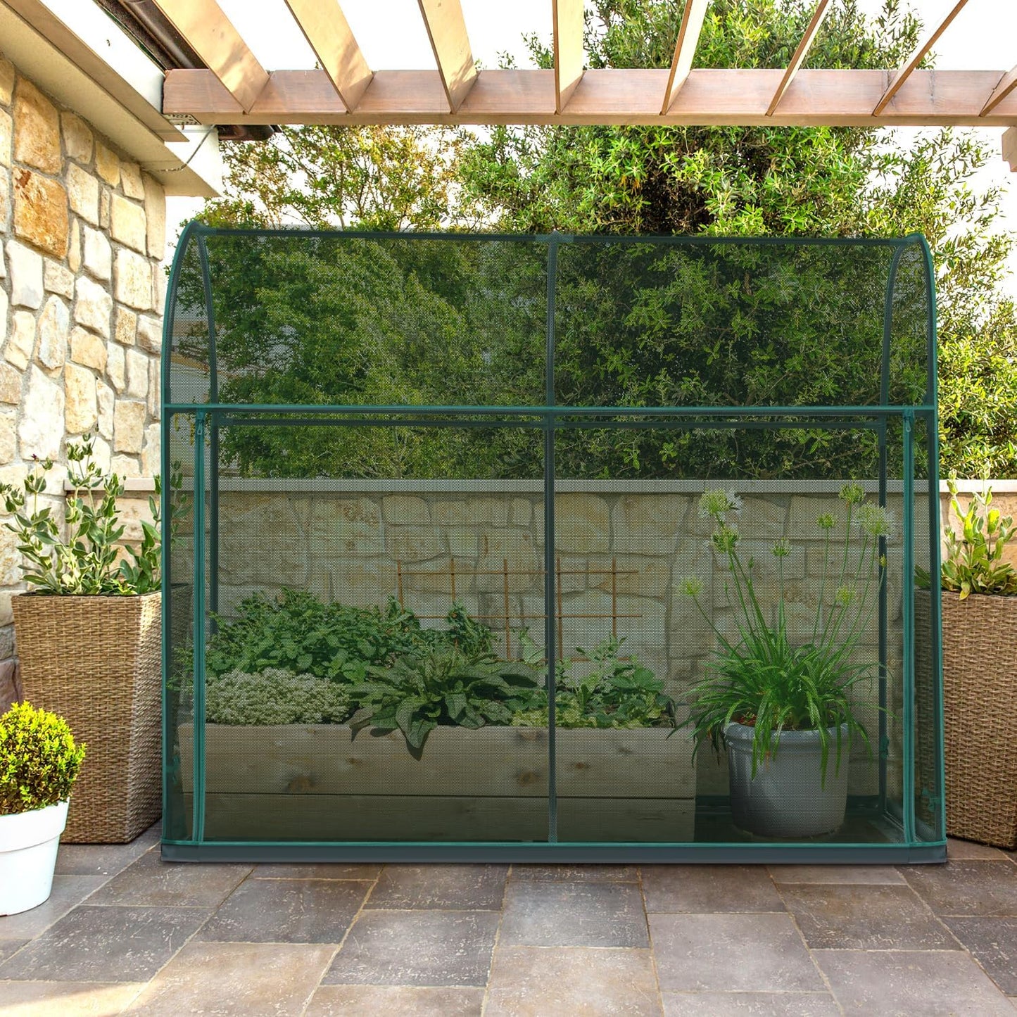 Crop Cages for Garden Plant: 6x3x5 Ft Tent Cage, Plant Netting Cover with Zipper, Garden Bed Cover, Plant Cover from Animal Wind-Resistant Garden Cage for Fruit Vegetable Flower