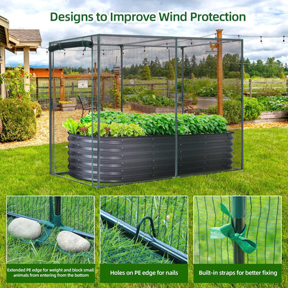 Crop Cages for Garden Plant: 6x3x5 Ft Tent Cage, Plant Netting Cover with Zipper, Garden Bed Cover, Plant Cover from Animal Wind-Resistant Garden Cage for Fruit Vegetable Flower