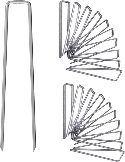 12 Inch Galvanized Garden Landscape Staples Stakes, 25 50 100 PCS Anti-Rust Garden Staples Tent Ground Stakes U-Shaped Landscape Pins for Secure Lawn Fabric, Decoration (25, 12 Inch)