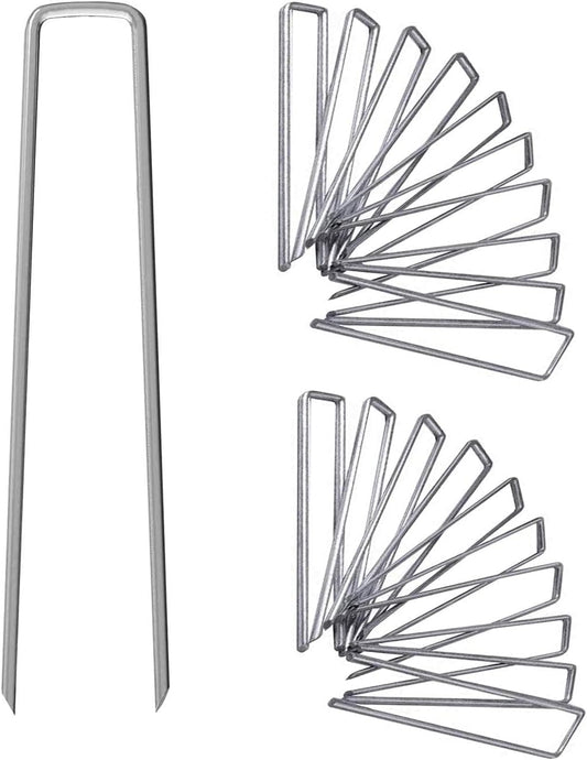 12 Inch Galvanized Garden Landscape Staples Stakes, 25 50 100 PCS Anti-Rust Garden Staples Tent Ground Stakes U-Shaped Landscape Pins for Secure Lawn Fabric, Decoration (25, 12 Inch)
