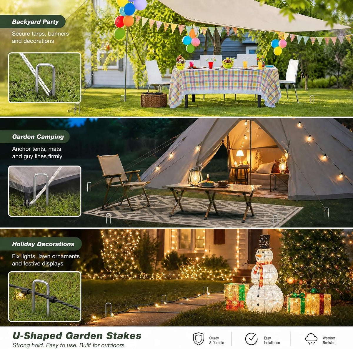 12 Inch Galvanized Garden Landscape Staples Stakes, 25 50 100 PCS Anti-Rust Garden Staples Tent Ground Stakes U-Shaped Landscape Pins for Secure Lawn Fabric, Decoration (25, 12 Inch)