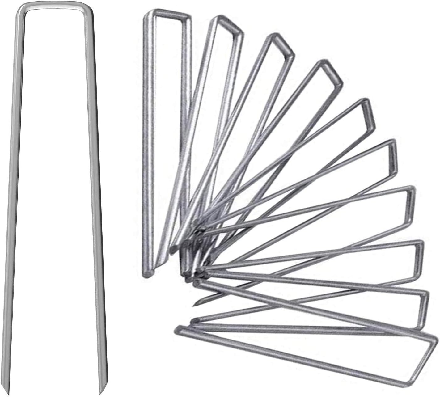 12 Inch Galvanized Garden Landscape Staples Stakes, 25 50 100 PCS Anti-Rust Garden Staples Tent Ground Stakes U-Shaped Landscape Pins for Secure Lawn Fabric, Decoration (25, 12 Inch)