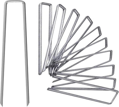 12 Inch Galvanized Garden Landscape Staples Stakes, 25 50 100 PCS Anti-Rust Garden Staples Tent Ground Stakes U-Shaped Landscape Pins for Secure Lawn Fabric, Decoration (25, 12 Inch)