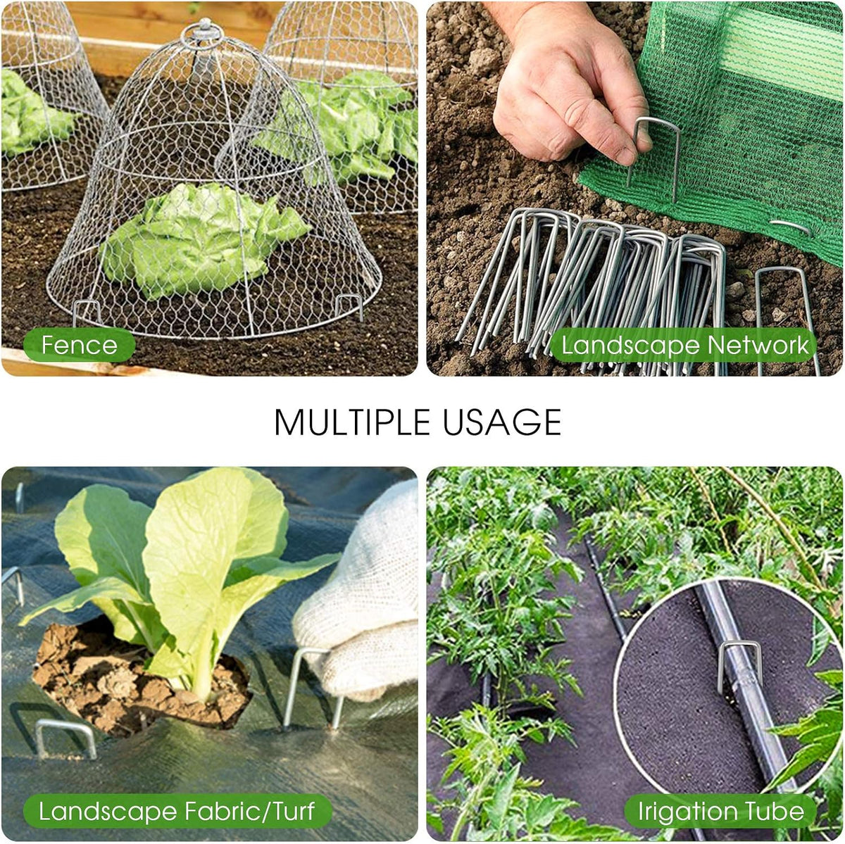 12 Inch Galvanized Garden Landscape Staples Stakes, 25 50 100 PCS Anti-Rust Garden Staples Tent Ground Stakes U-Shaped Landscape Pins for Secure Lawn Fabric, Decoration (25, 12 Inch)