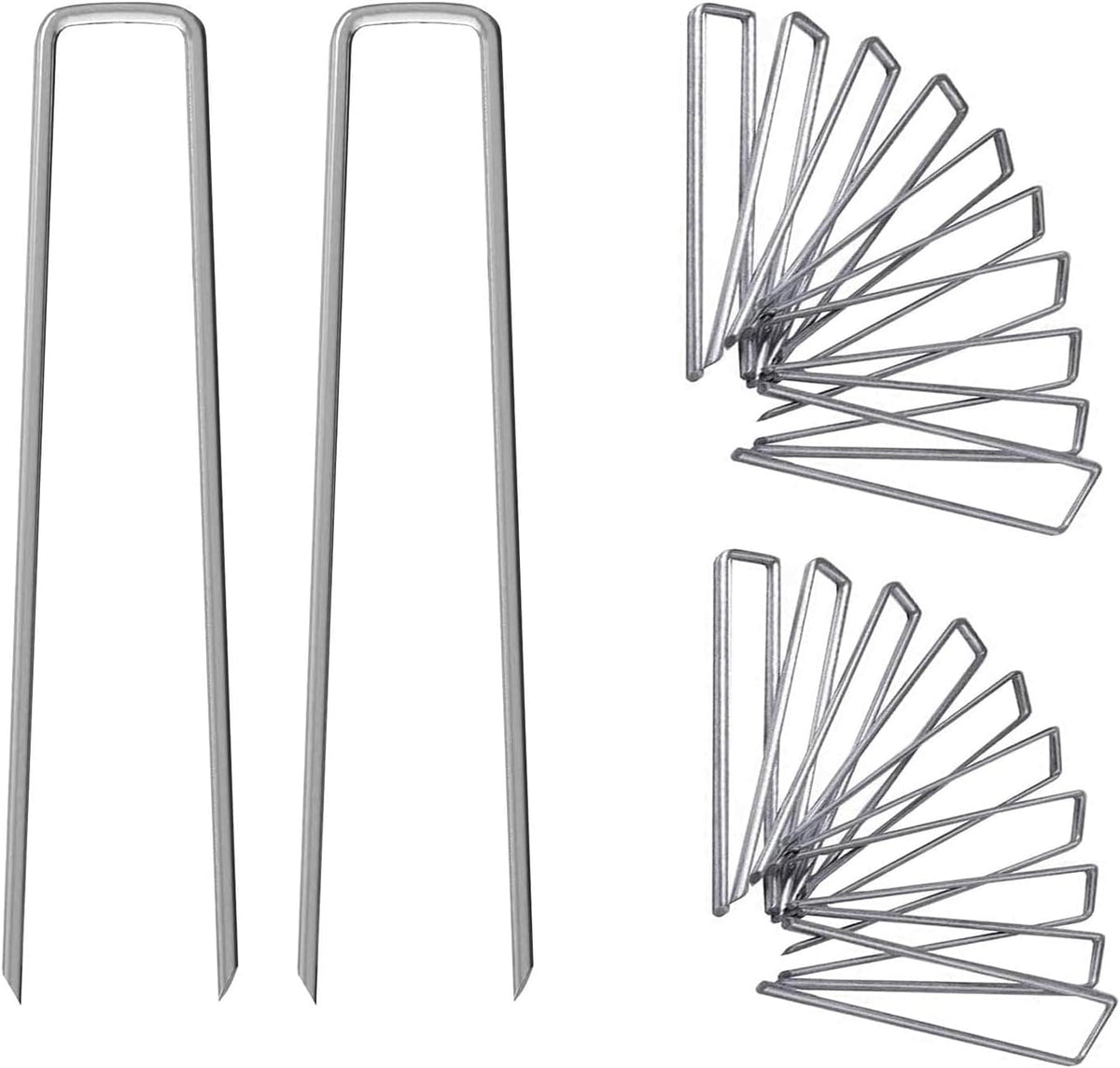 12 Inch Galvanized Garden Landscape Staples Stakes, 25 50 100 PCS Anti-Rust Garden Staples Tent Ground Stakes U-Shaped Landscape Pins for Secure Lawn Fabric, Decoration (25, 12 Inch)