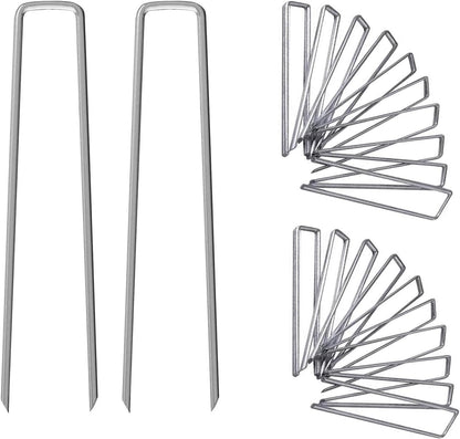 12 Inch Galvanized Garden Landscape Staples Stakes, 25 50 100 PCS Anti-Rust Garden Staples Tent Ground Stakes U-Shaped Landscape Pins for Secure Lawn Fabric, Decoration (25, 12 Inch)