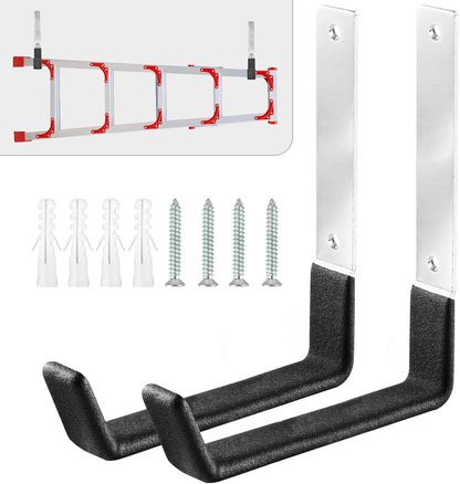 Heavy Duty Garage Hooks, 2Pcs Stainless Steel Wall Mount Hooks, 50lb Weight Capacity, for Garden Hose, Bike, Ladder, Tool Organizer (Medium)