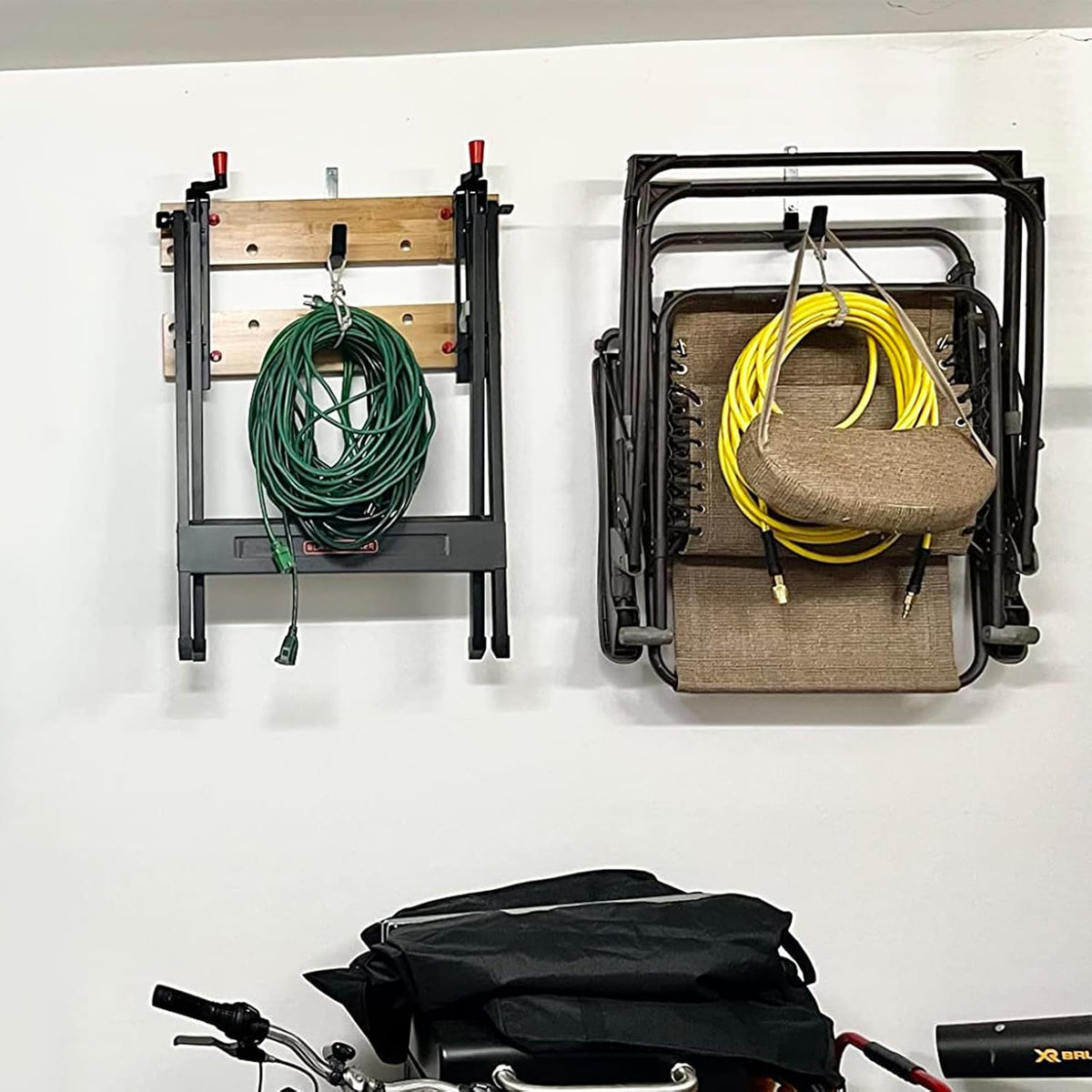 Heavy Duty Garage Hooks, 2Pcs Stainless Steel Wall Mount Hooks, 50lb Weight Capacity, for Garden Hose, Bike, Ladder, Tool Organizer (Medium)