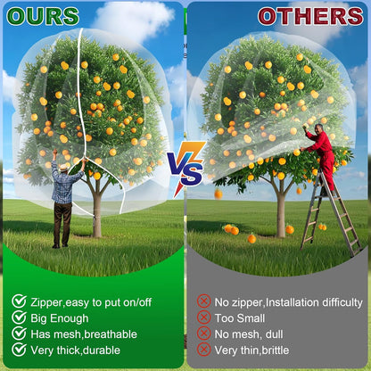 2 Pack Large Fruit Trees Netting 8ftx8ft with Zipper&Drawstring Garden Birds Net Mesh Insect Netting Plant Covers Protection Bags for Blueberry Bushes Shrubs Vegetables Flowers Herbs
