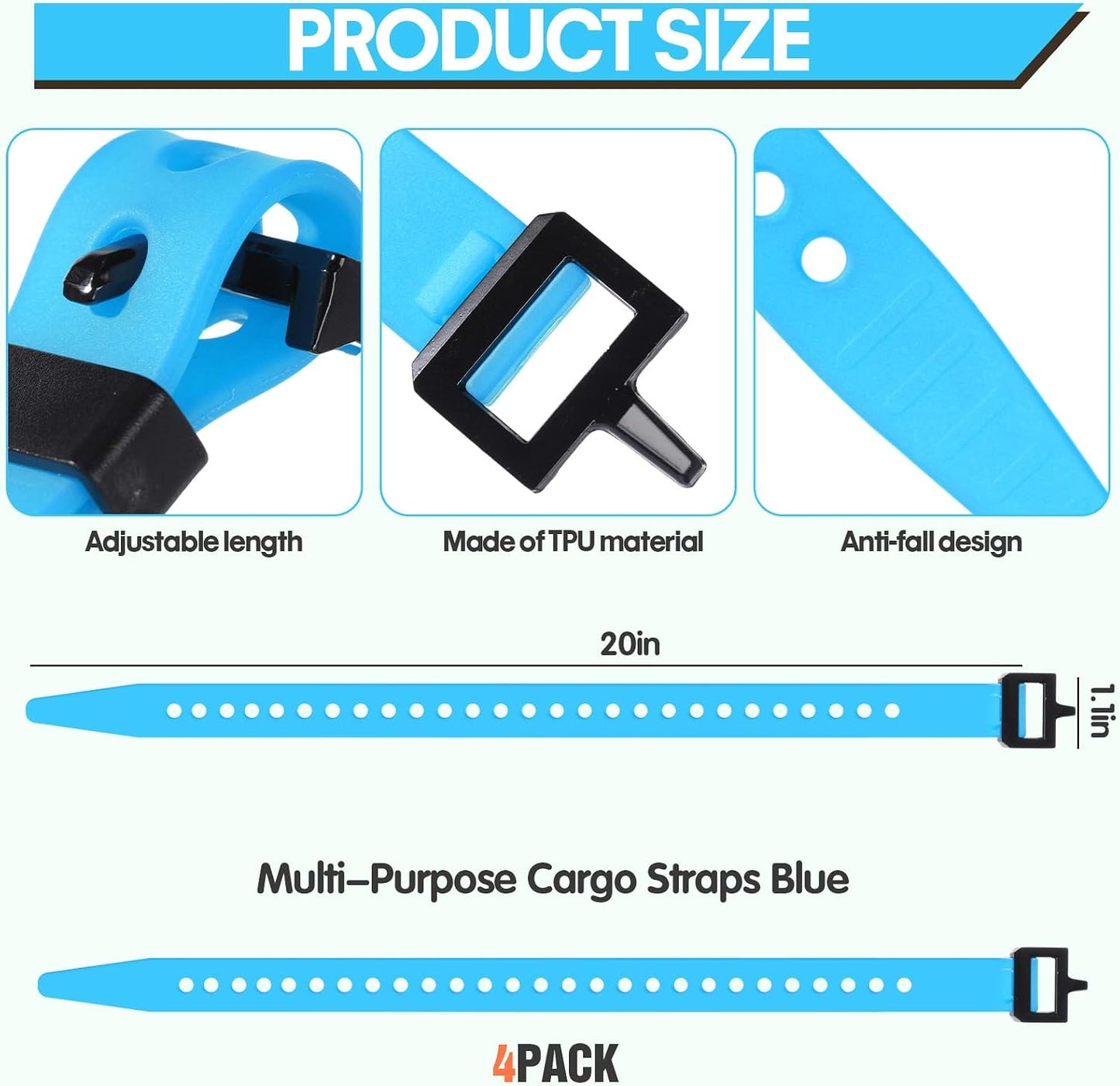 4 Pack Utility Straps 16" Reusable Industrial Straps, Black