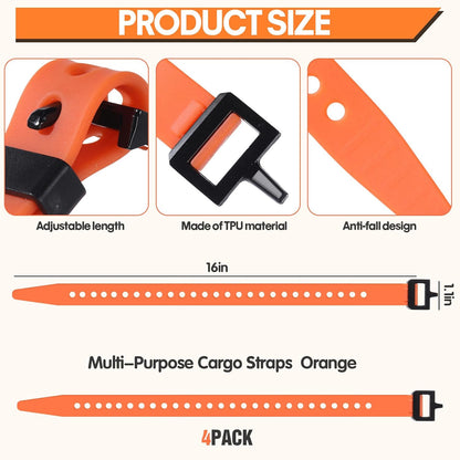 4 Pack Utility Straps 16" Reusable Industrial Straps, Black