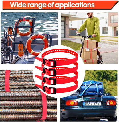 4 Pack Utility Straps 16" Reusable Industrial Straps, Black