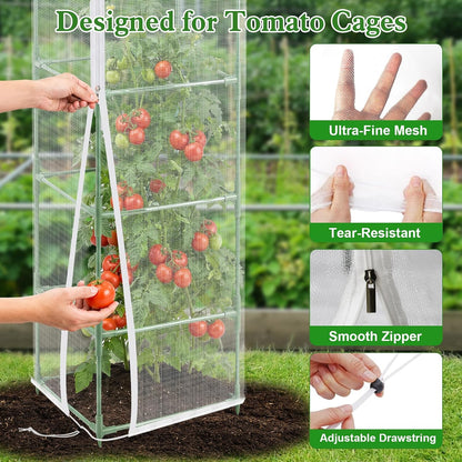 3 Pcs 57"X17.7"X17.7" Square Tomato Netting with Zipper, Insect Cover