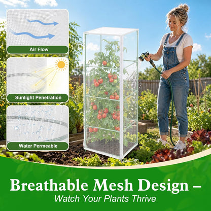3 Pcs 57"X17.7"X17.7" Square Tomato Netting with Zipper, Insect Cover
