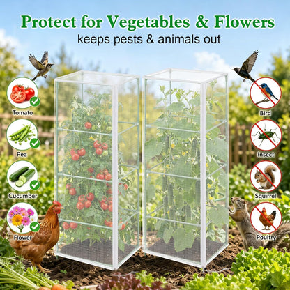3 Pcs 57"X17.7"X17.7" Square Tomato Netting with Zipper, Insect Cover