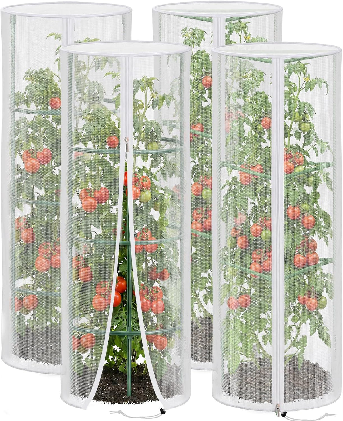 3 Pcs 57"X17.7"X17.7" Square Tomato Netting with Zipper, Insect Cover