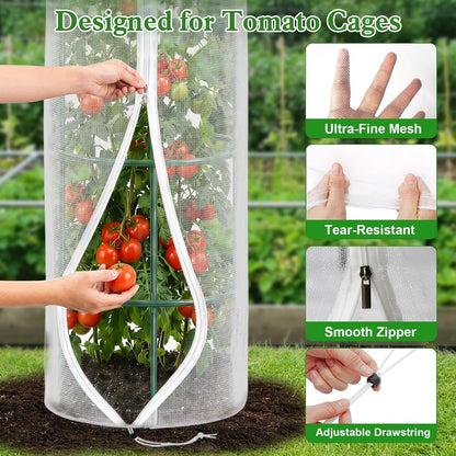 3 Pcs 57"X17.7"X17.7" Square Tomato Netting with Zipper, Insect Cover