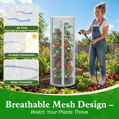 3 Pcs 57"X17.7"X17.7" Square Tomato Netting with Zipper, Insect Cover