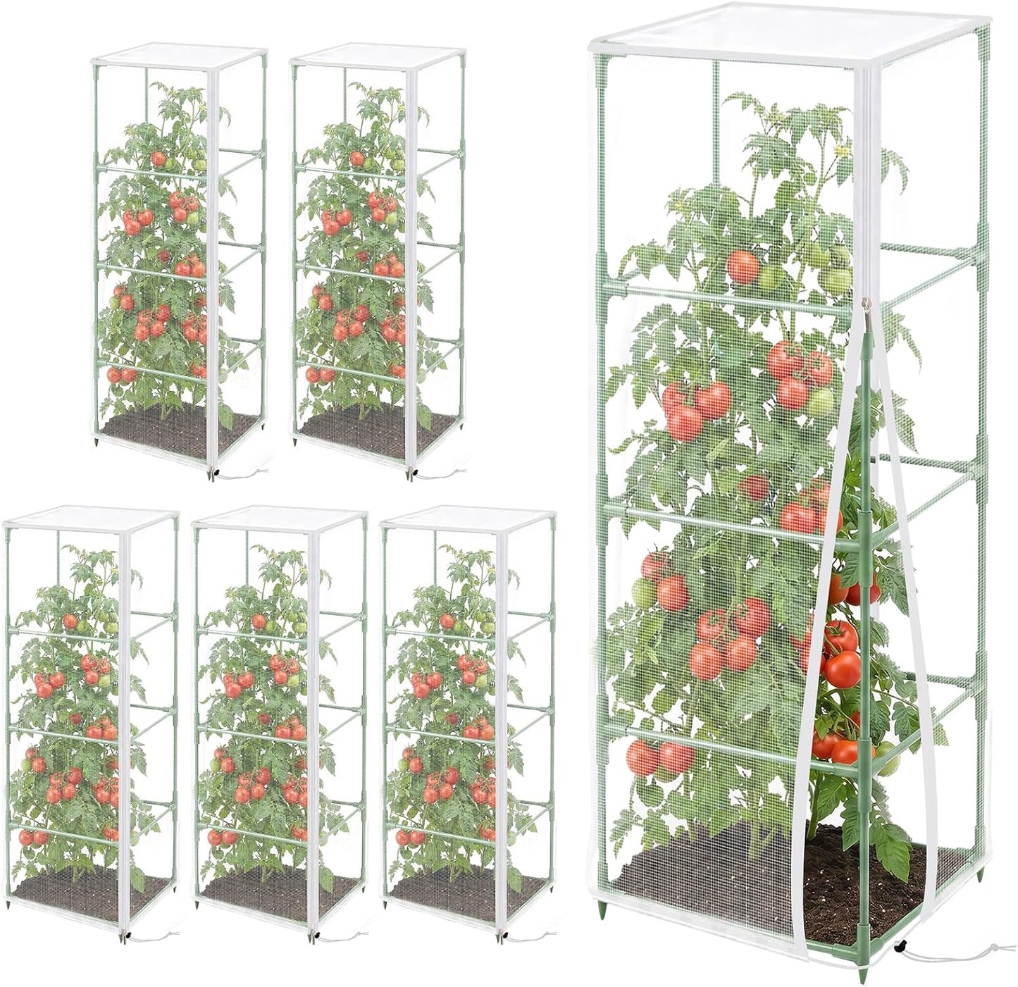 3 Pcs 57"X17.7"X17.7" Square Tomato Netting with Zipper, Insect Cover