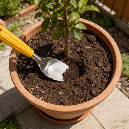 9" Small Weeding Trowel with Serrated Edge, Stainless Steel Digging Trowel Garden Shovel with Good Grip Handle for Digging, Planting, and Loosening Soil Potted Plants