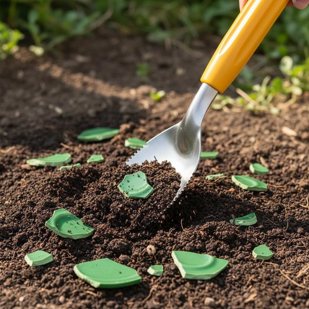 9" Small Weeding Trowel with Serrated Edge, Stainless Steel Digging Trowel Garden Shovel with Good Grip Handle for Digging, Planting, and Loosening Soil Potted Plants