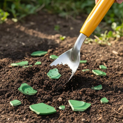 9" Small Weeding Trowel with Serrated Edge, Stainless Steel Digging Trowel Garden Shovel with Good Grip Handle for Digging, Planting, and Loosening Soil Potted Plants