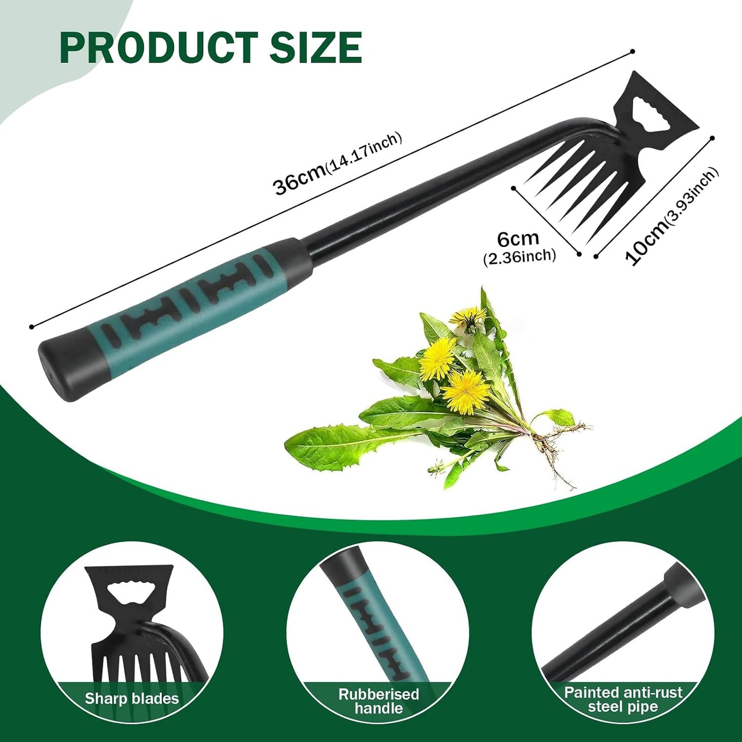 Weed Remover Tool,Portable Garden Weeder Tool,2026 New Gardening Weeding Tools,for Garden Hand Tools for Vegetable Gardening Backyard Farm Planting & Uprooting Weeding Tool (5 Teeth)