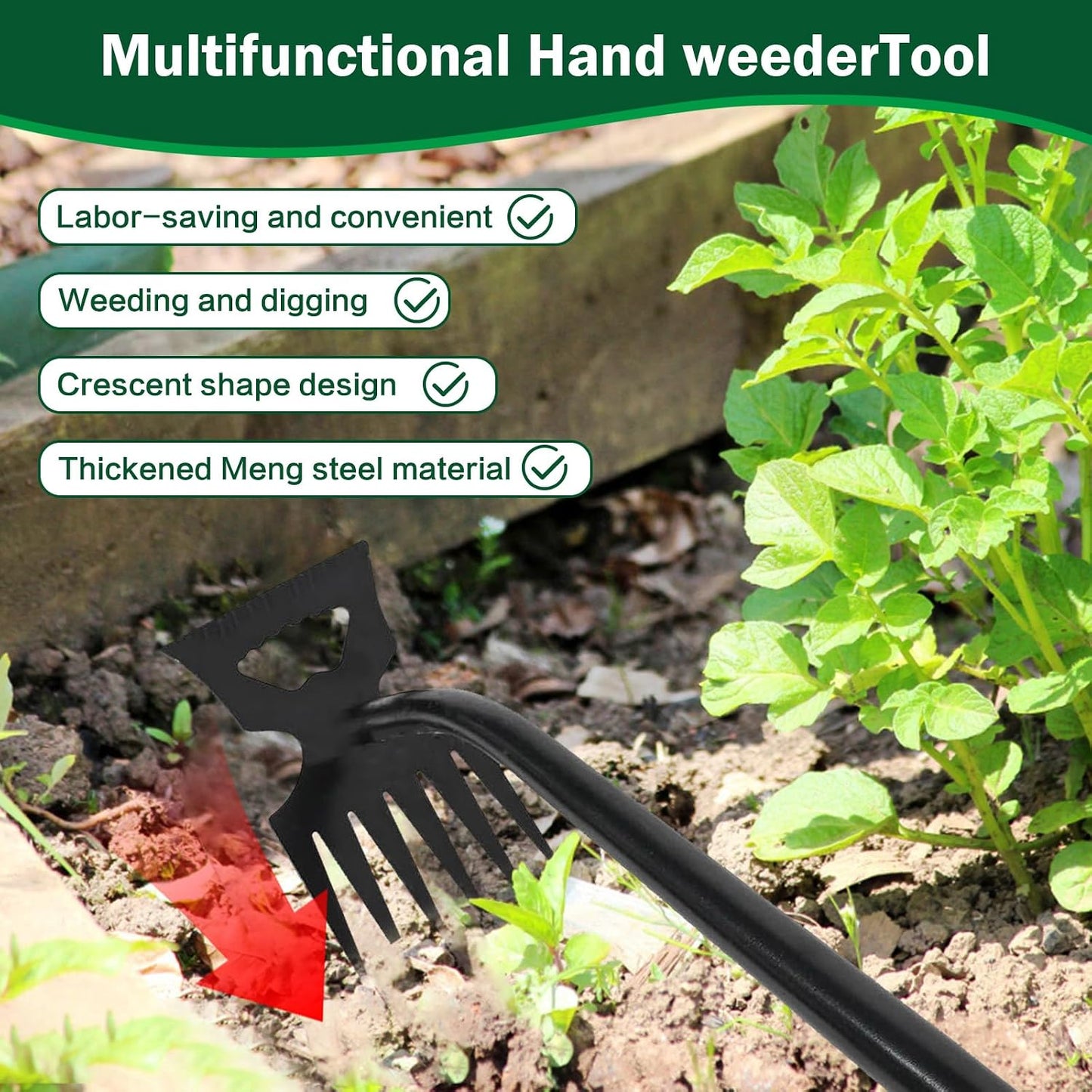 Weed Remover Tool,Portable Garden Weeder Tool,2026 New Gardening Weeding Tools,for Garden Hand Tools for Vegetable Gardening Backyard Farm Planting & Uprooting Weeding Tool (5 Teeth)