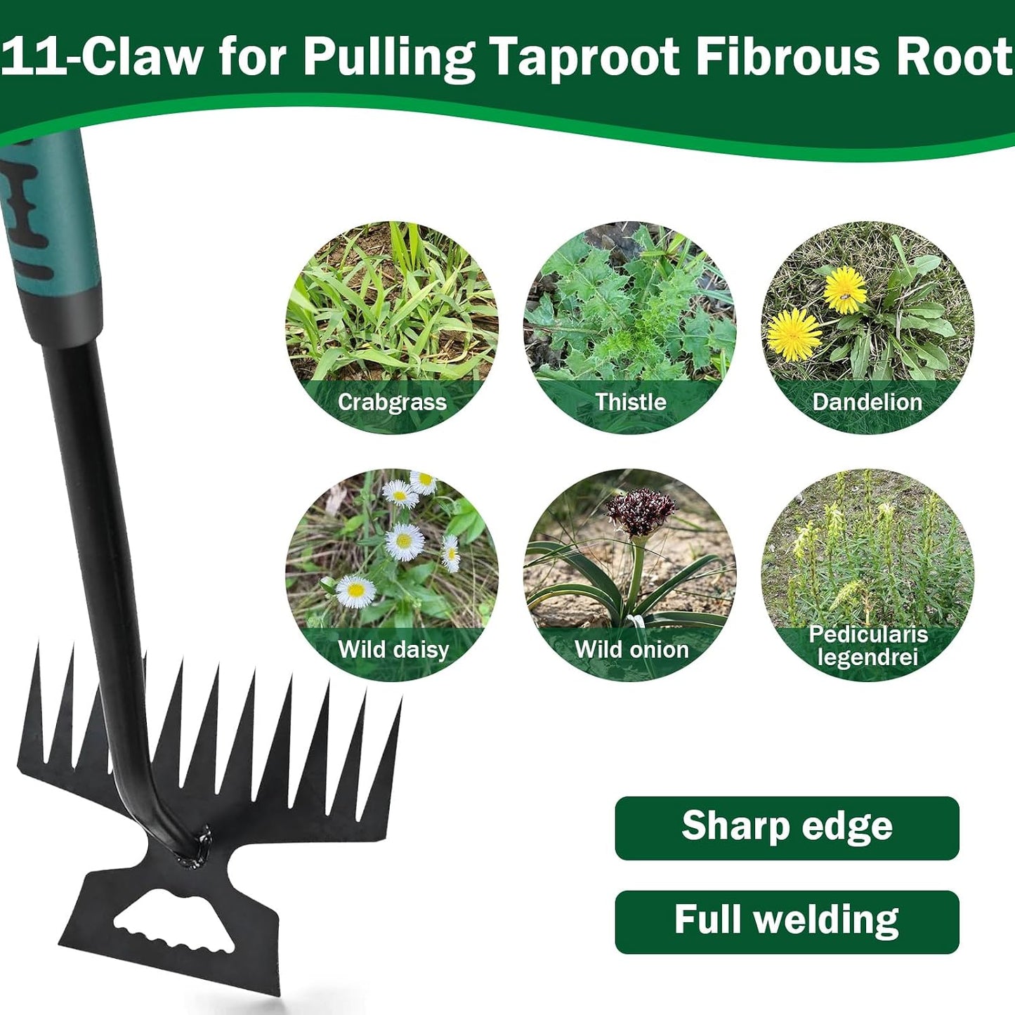 Weed Remover Tool,Portable Garden Weeder Tool,2026 New Gardening Weeding Tools,for Garden Hand Tools for Vegetable Gardening Backyard Farm Planting & Uprooting Weeding Tool (5 Teeth)