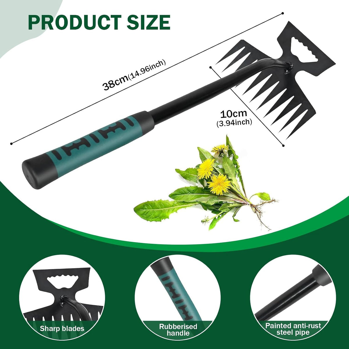 Weed Remover Tool,Portable Garden Weeder Tool,2026 New Gardening Weeding Tools,for Garden Hand Tools for Vegetable Gardening Backyard Farm Planting & Uprooting Weeding Tool (5 Teeth)