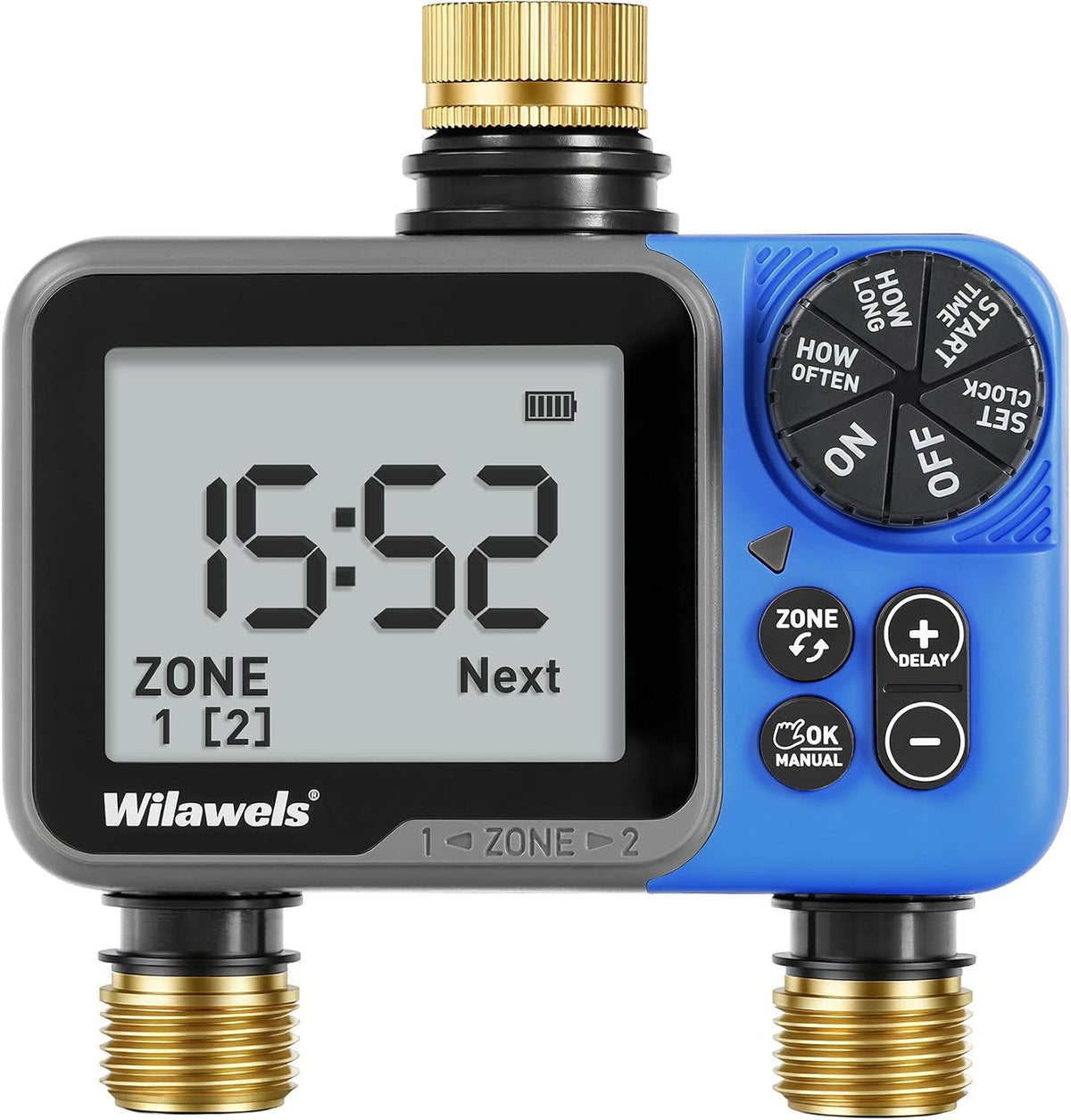 Water Timer for Garden Hose, 2 Zone Sprinkler Timer, Automatic Irrigation System/Rain Delay/Manual Watering, Programmable Watering for Lawn, Yard, Drip Irrigation C12WT06