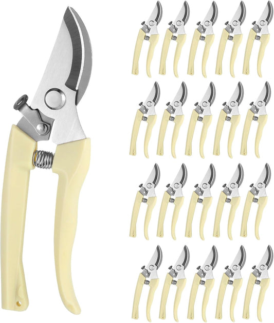 20 Pcs Pruning Shears for Gardening, Beige Garden Clippers Handheld Heavy Duty Plant Scissors Bypass Pruning Shears for Gardening Yard Hedge Flowers Tree Trimming Plant Cutter